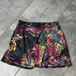 SkirtSports Black Skirt with Colorful Abstract Design size Medium